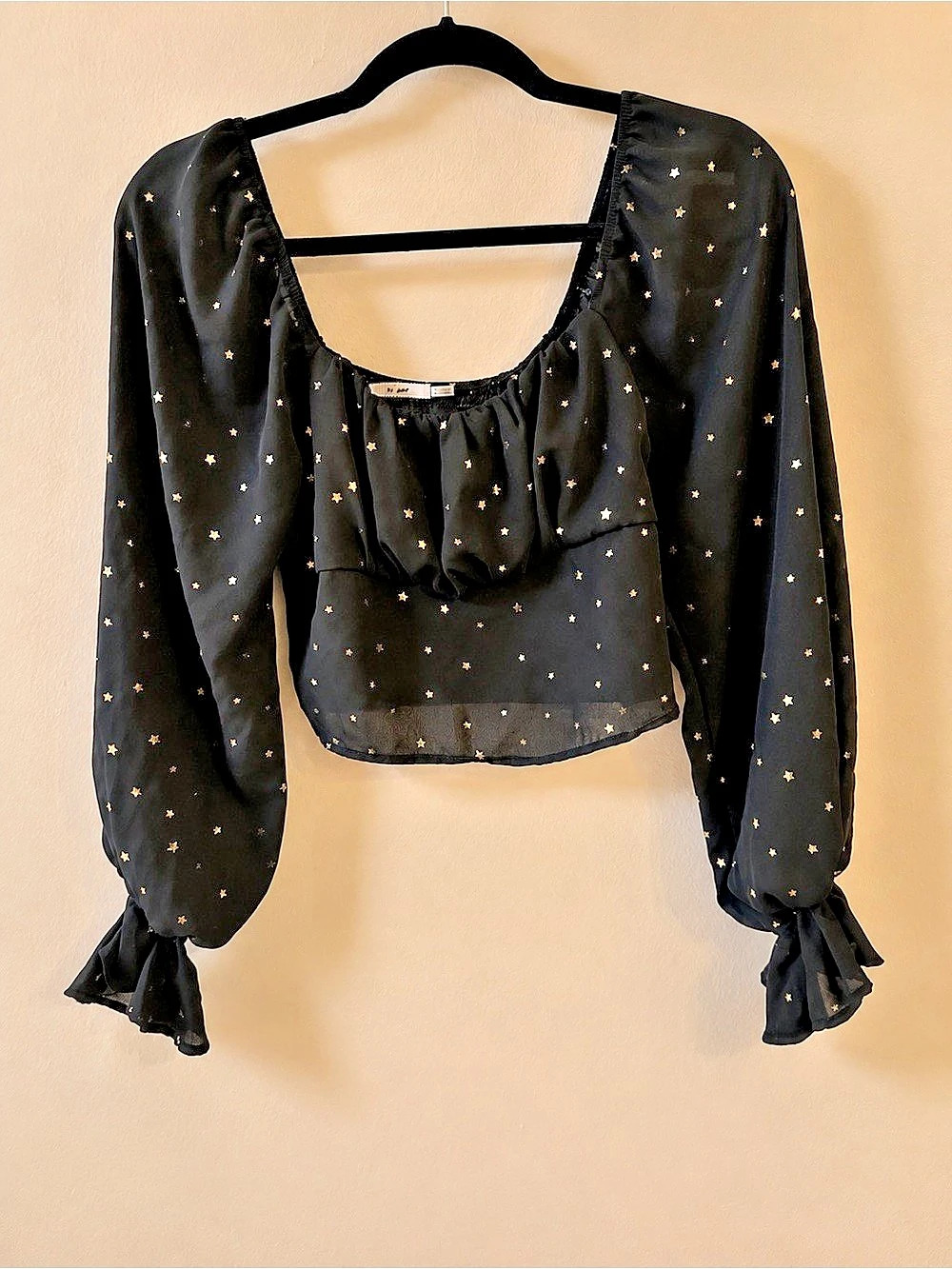 Mi ami Star Print Cropped Blouse Size Small Like New